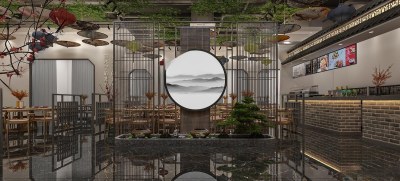 中式徽派中餐厅3D模型下载